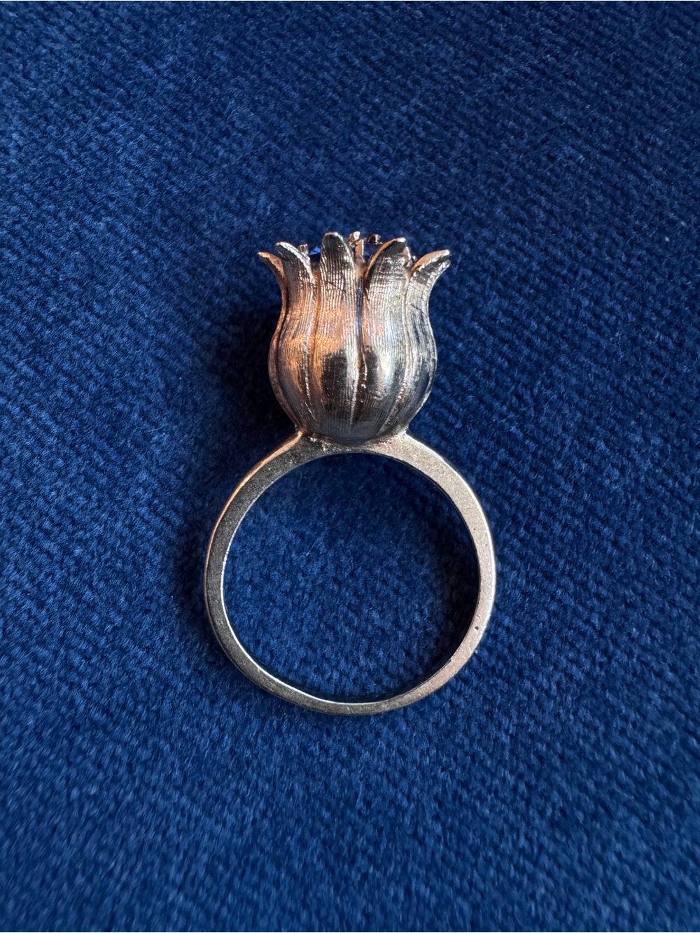 Stunning Rare - Vintage 14k Yellow gold Sapphire And Diamond Tulip Ring - Picture 3 of 10